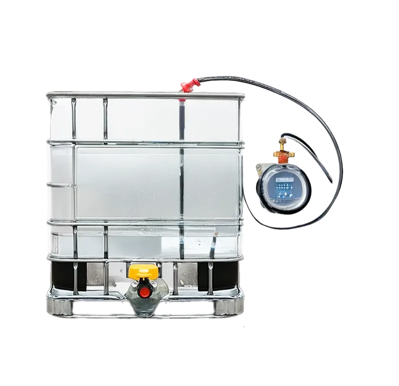 Water tank with a level sensor fitted